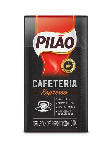 Café Pilão Torrado e Moído Cafeteria Espresso, Torra Forte, Embalagem a Vácuo com 500g