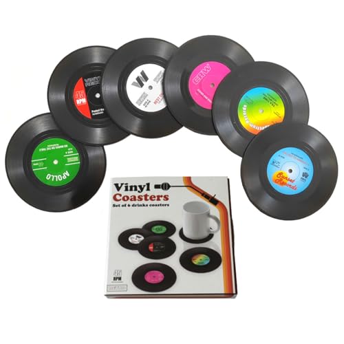 Porta-copos de vinil retrô engraçados para bebidas, porta-copos de bebida de música criativa para amantes de música, decoração de casa, ideias de presentes de casamento de inauguração de casa